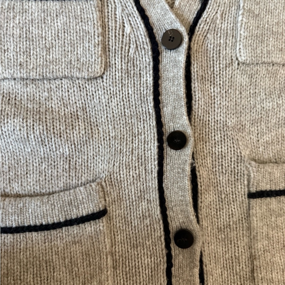 Theory Light Taupe Melange/Black Cardigan Sweater size P (XS) - Picture 11 of 13